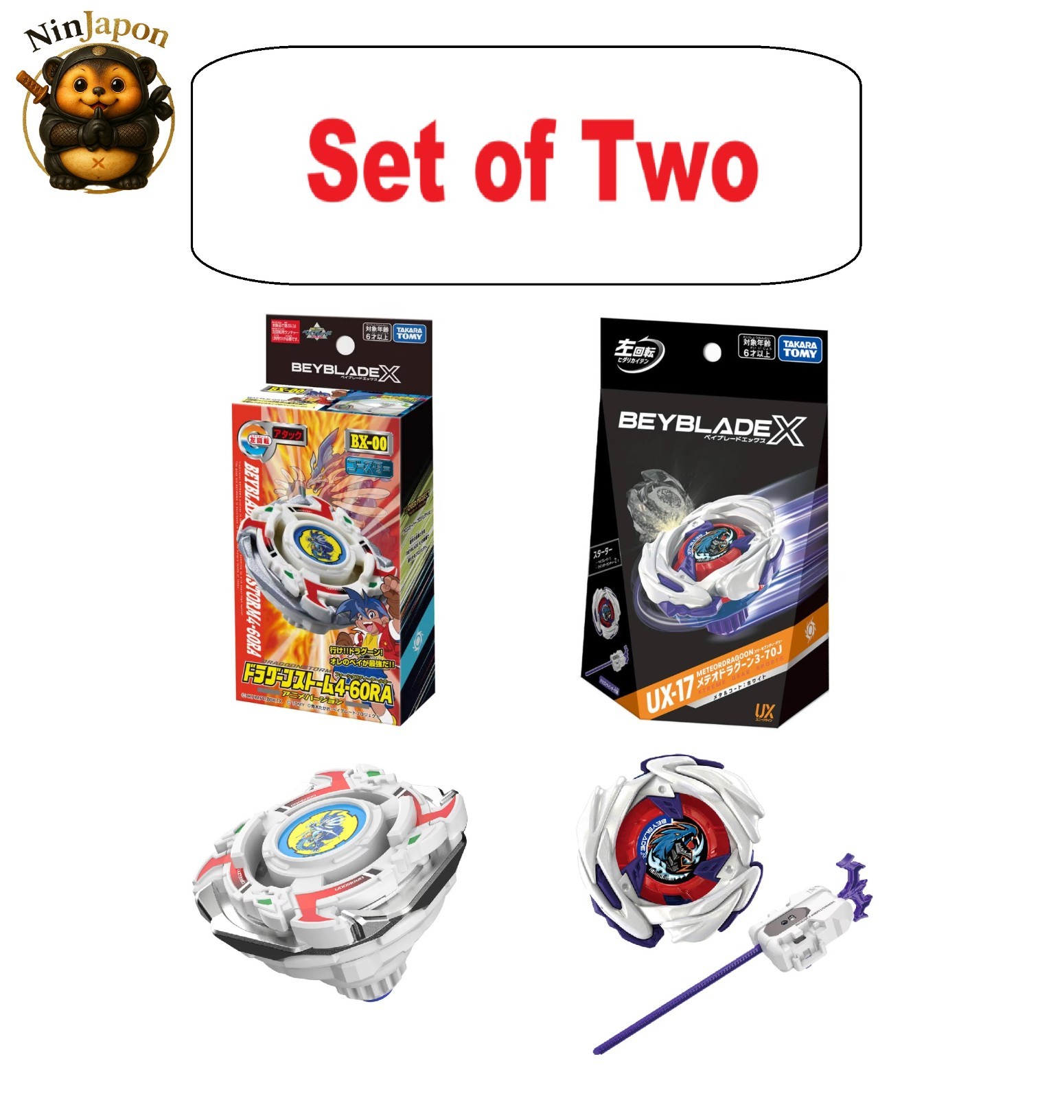 PreOrder Beyblade X BX-00 Dragoon Storm 4-60RA & UX-17 Meteor Dragoon 3-70J Set