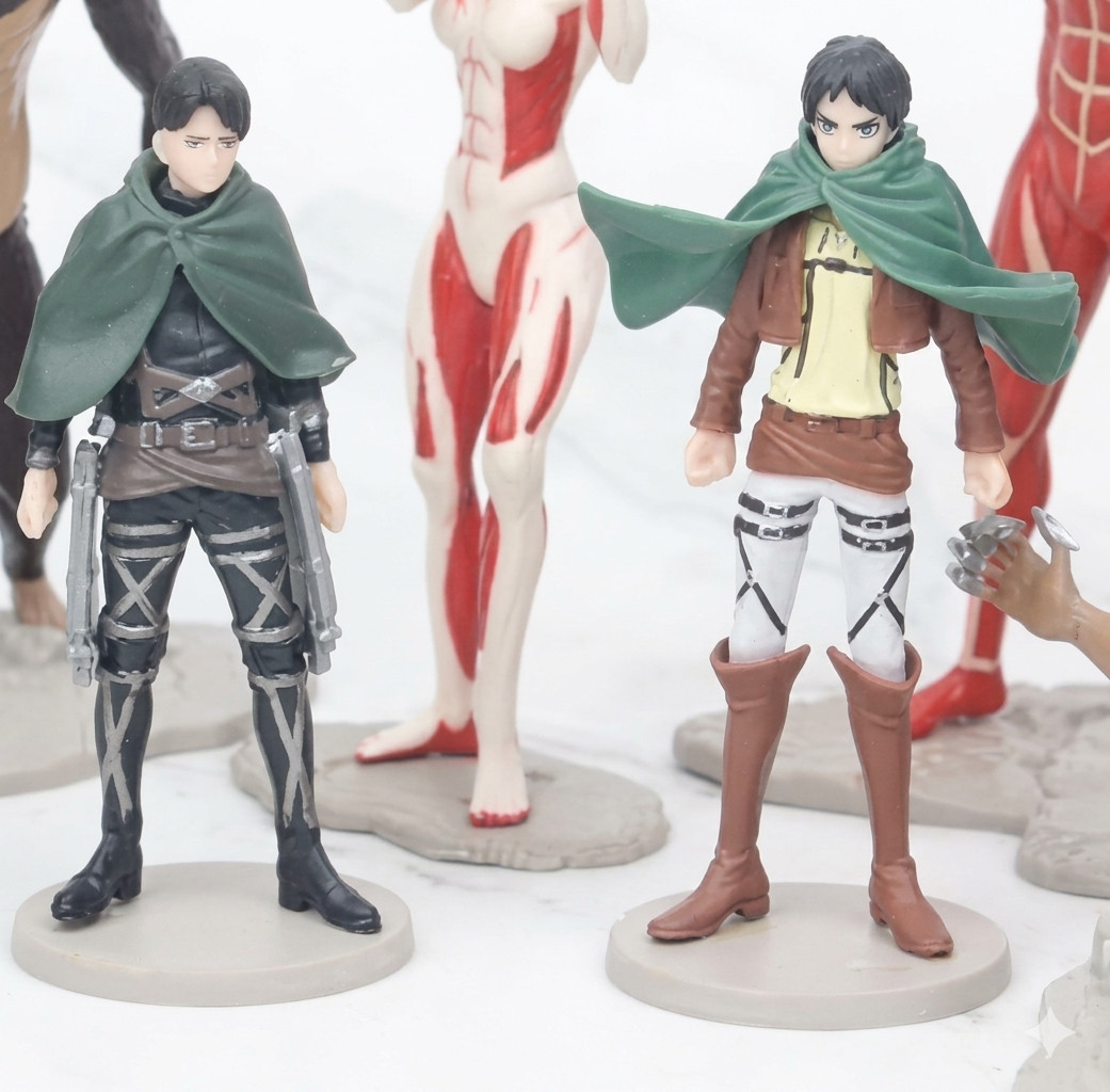 Attack on Titan 8PCS Action Figure Set Eren Yeager Armored Titan Anime 4-5in toy