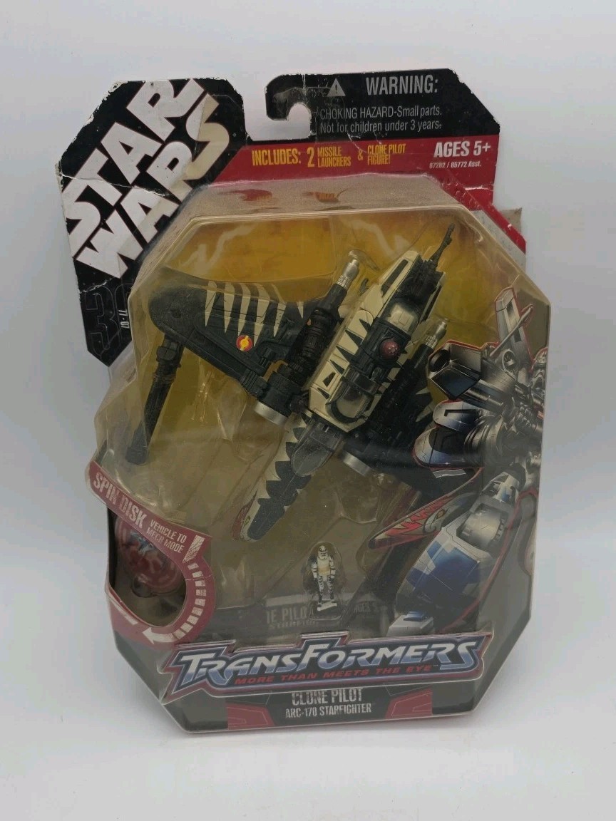 2007 Star Wars TRANSFORMERS Clone Pilot ARC-170 Star fighter Sealed