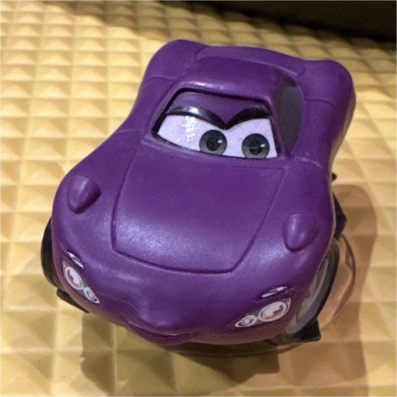Purple Cars-Style Car Plastic Figure w/ Eyes – Purple White Black