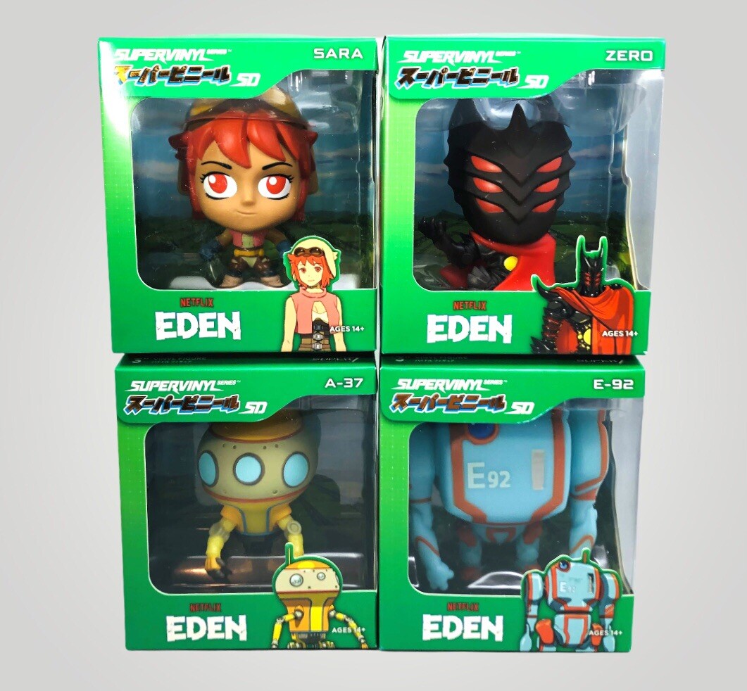 Super7 EDEN Supervinyl 3&Prime; Mini Figures COMPLETE lot of 4 Netflix Anime
