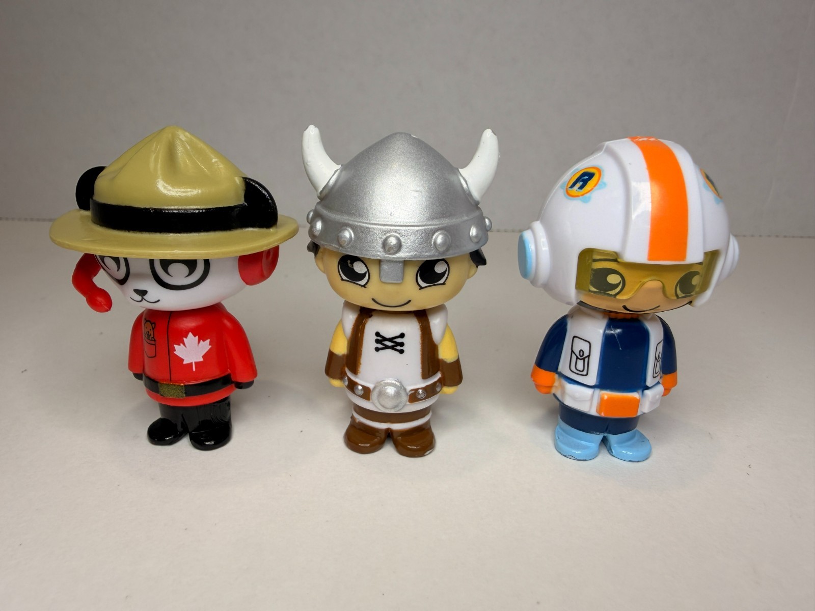 Remco Imagine Vinyl Figures Lot of 3 Canada Mountie Viking Astronaut Toy Set Vin