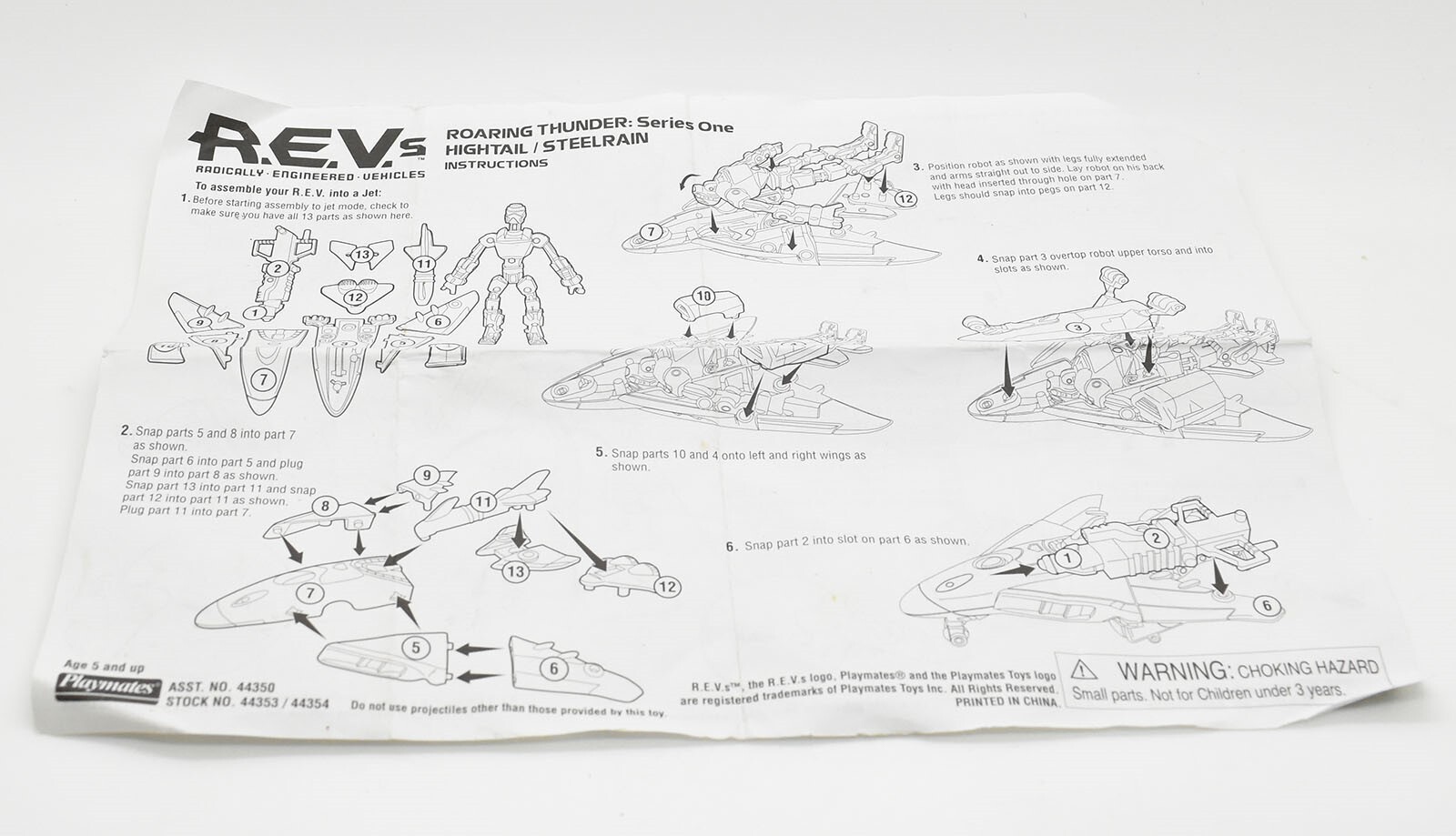 R.E.V.s Hightail / Steelrain Original Instructions Playmates 2006