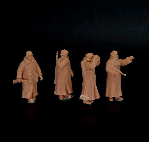 1/72 1/87 /64 Wwii German Winter Infantry 4pcs Person Finished Model 3d Printed