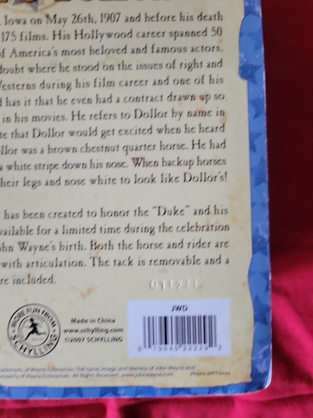 John Wayne The Duke Figure Dollor Dollar Horse w/Box Schylling 100 Years