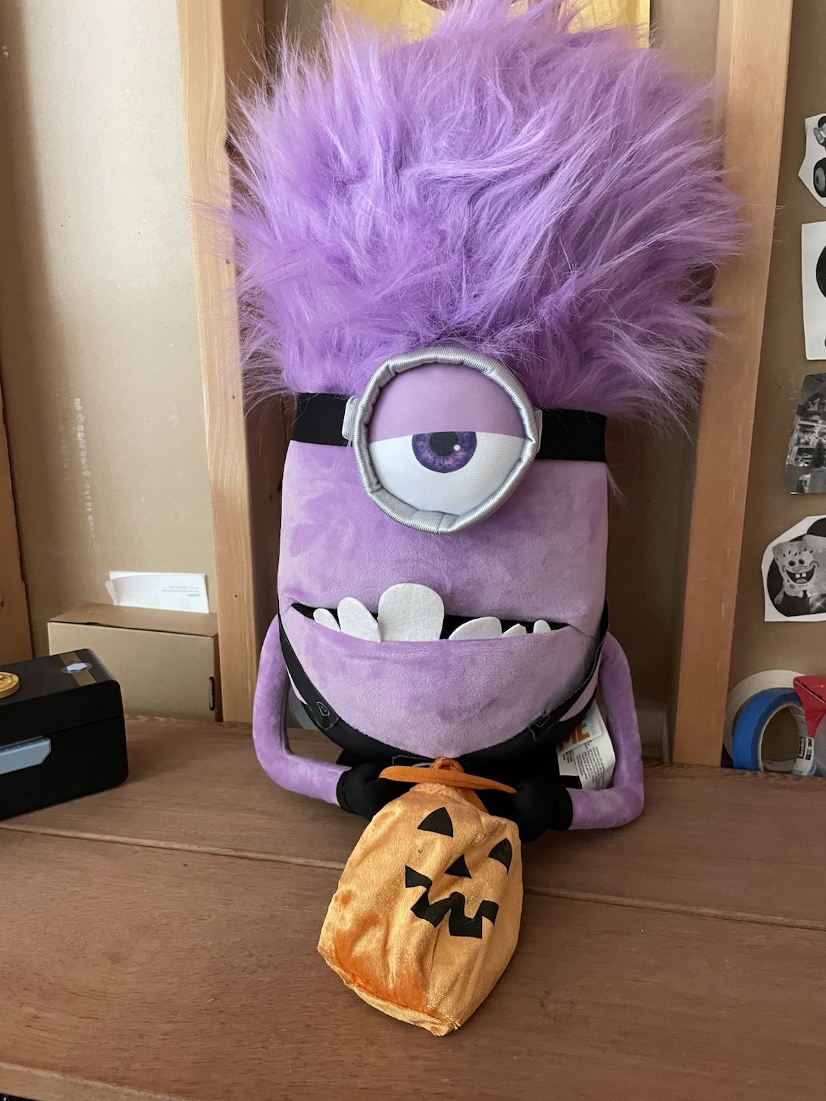 Despicable Me Purple Minion Halloween Gemmy Greeter W Pumpkin Large