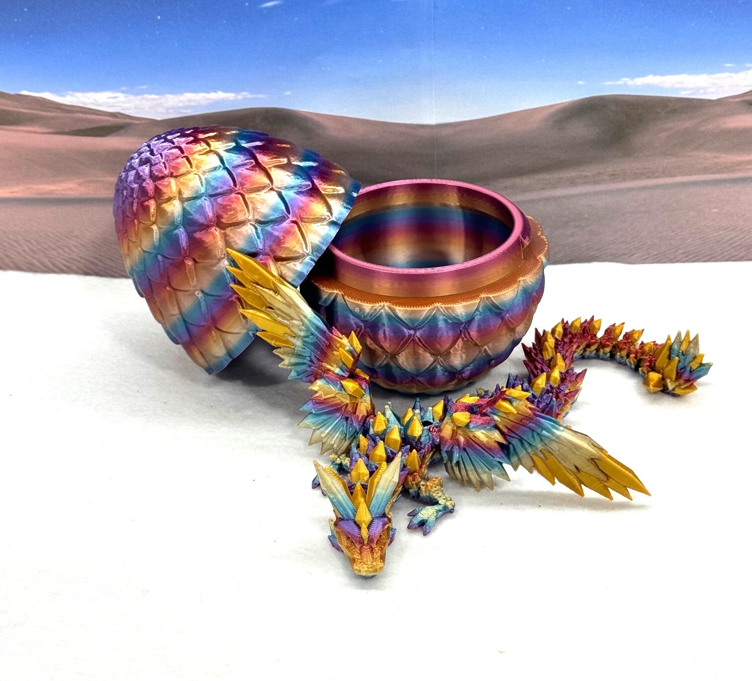 Crystal Winged Dragon with Egg 3D Printed Articulated Crystal Winged Dragon Toy
