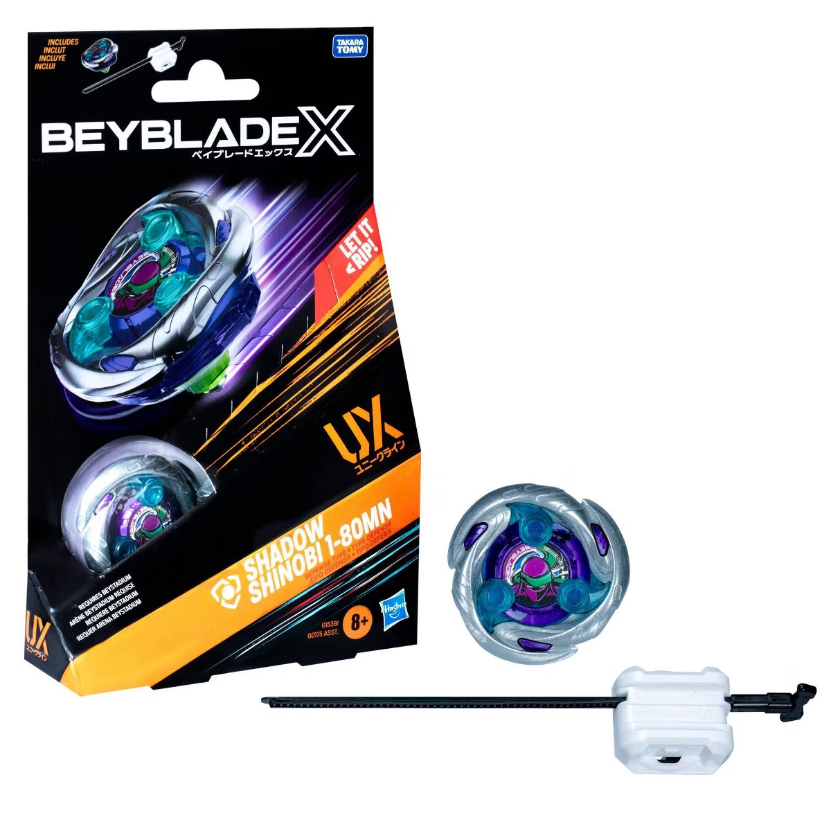 Beyblade X Shadow Shinobi 1-80MN UX Starter Pack Defense Top & Launcher