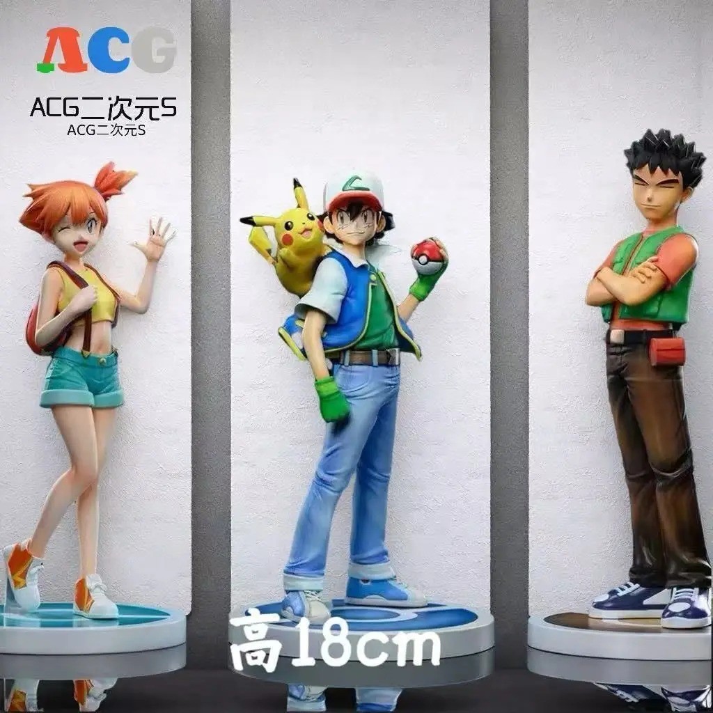 18cm 8cm Ash Ketchum Figure Misty Figrues Brock Figurine Pvc Gk Statue Anime