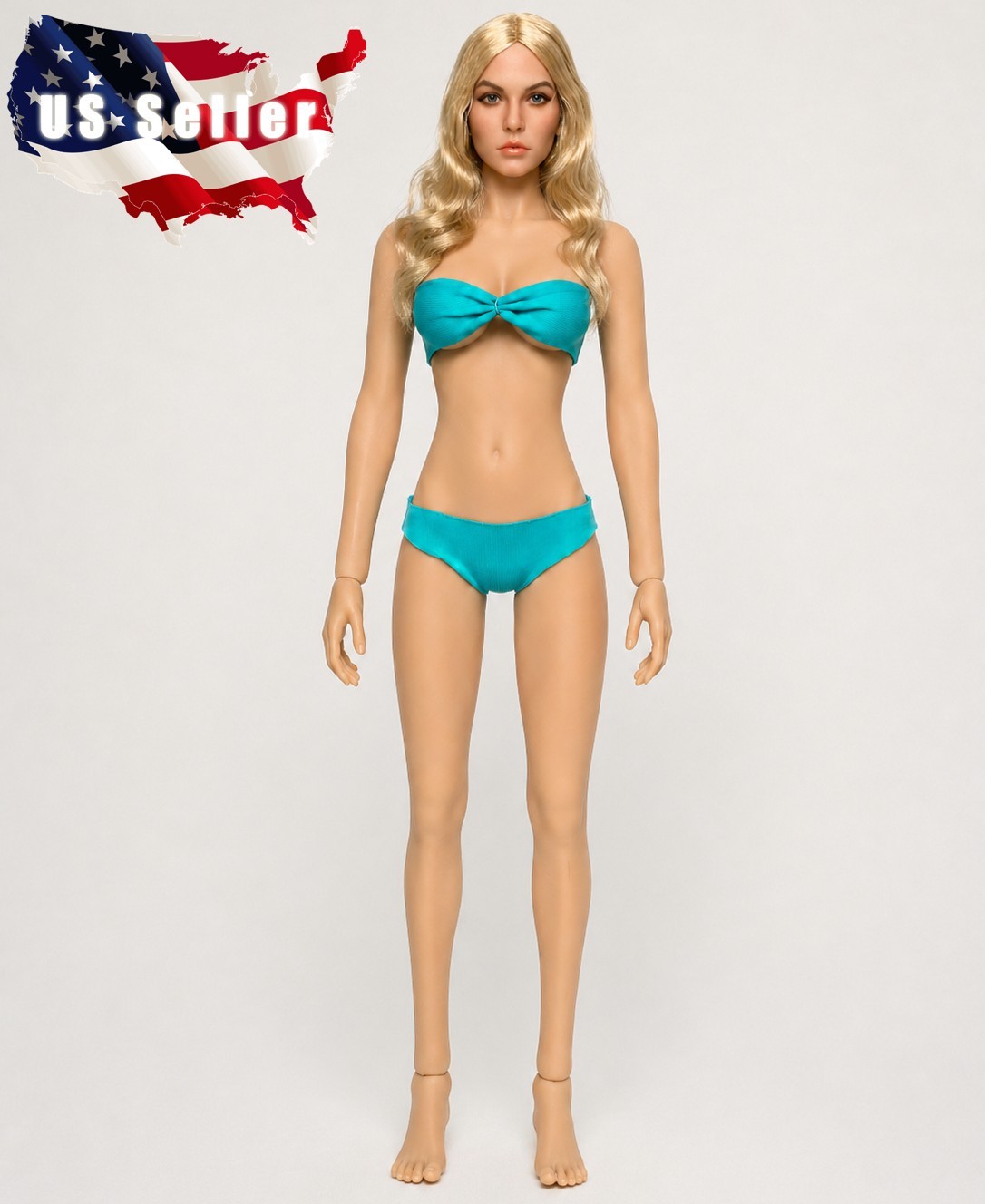 Custom PHICEN 1/6 scale Blonde Hair Suntan Female L Bust Seamless Figure Set