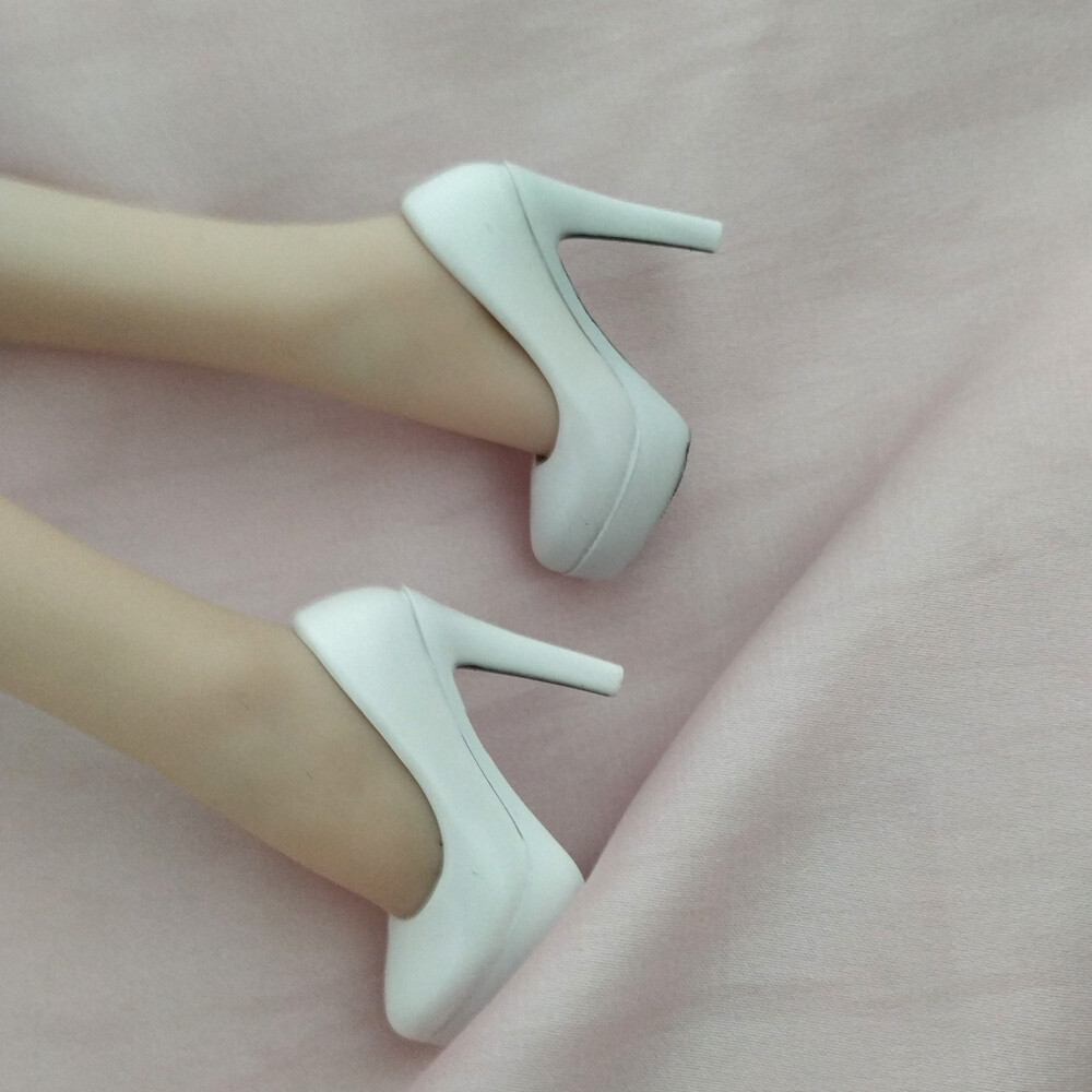1/6 Female White High-heeled Shoes Model Fit 12 » Action Figure Model Doll Body