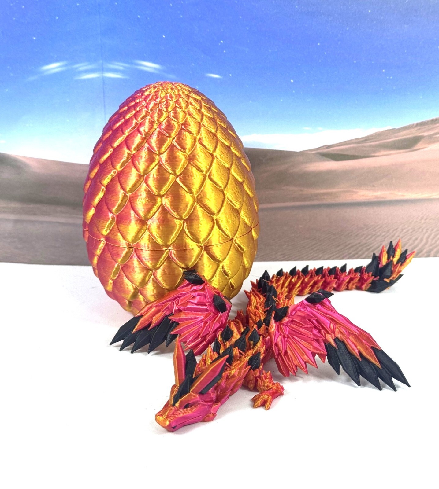 Crystal Winged Dragon with Egg 3D Printed Articulated Crystal Winged Dragon Toy