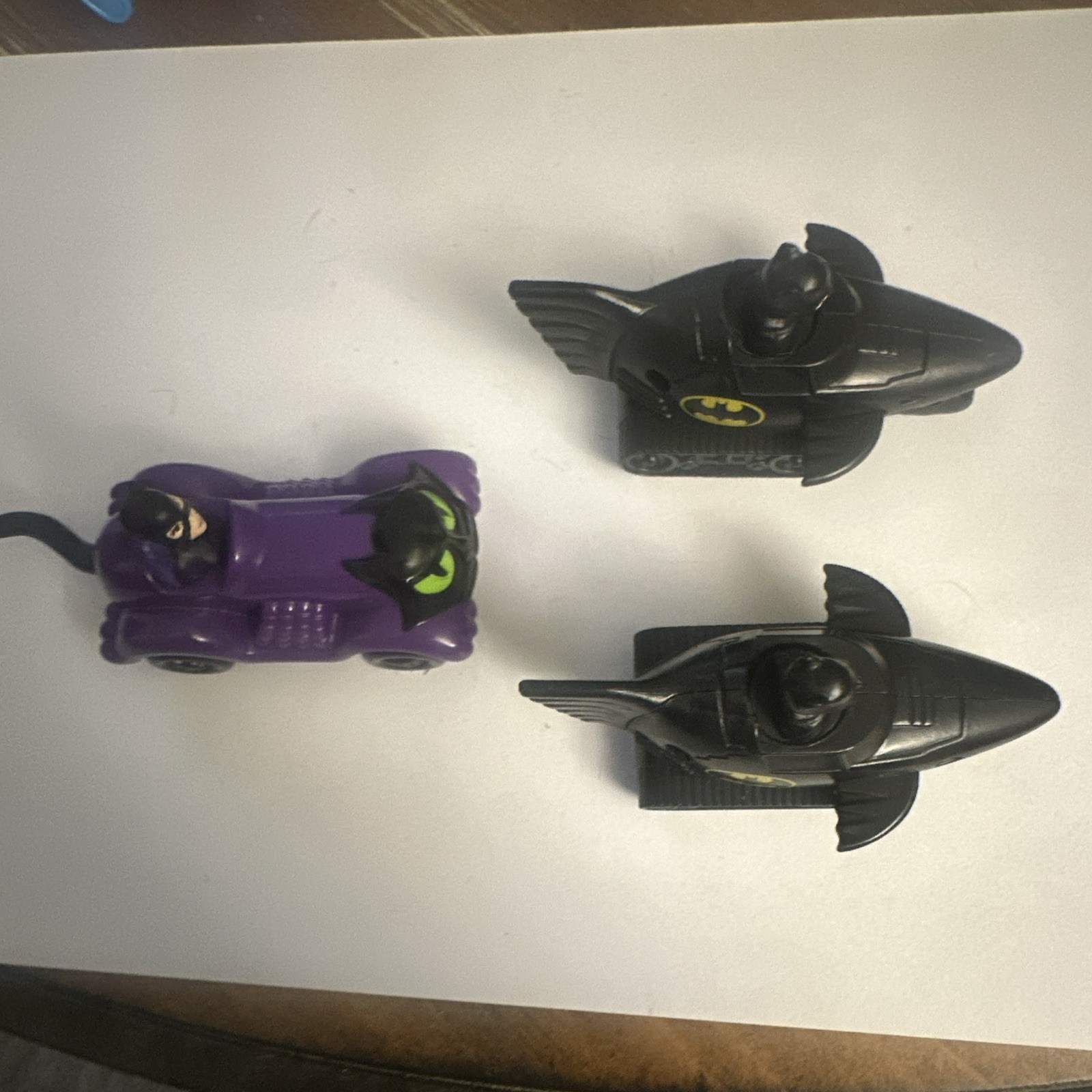 Batman vehicle set lot of 3 – 2 black Bat vehicles + purple car