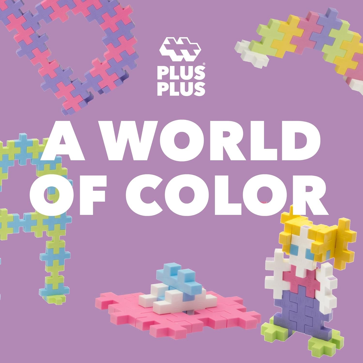 100 Pcs Puzzle Blocks Interlocking STEM Toy Kids Quiet BPA Free Pastel Mix Color