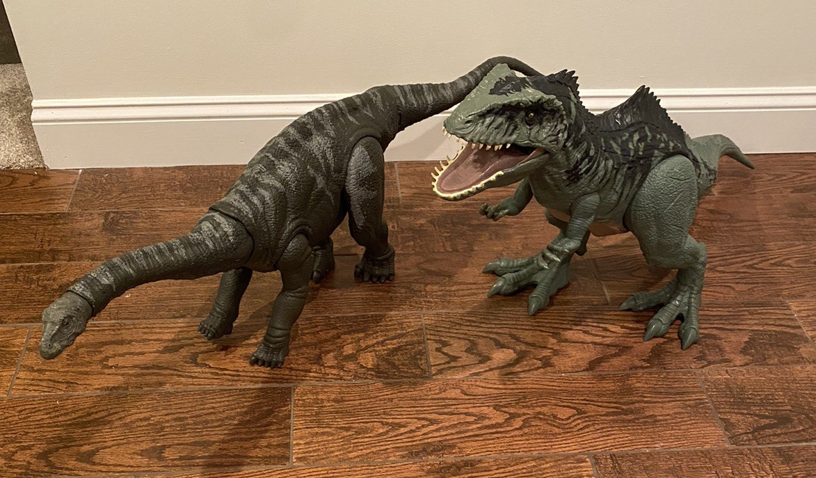 Mattel Jurassic World 41&Prime; Long Apatosaurus And Giganotosarus Dinosaur See Pics