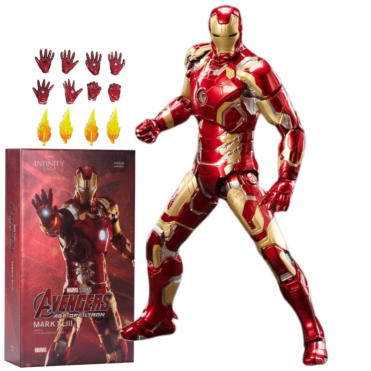 Marvel Avengers Iron Man Mark 43 MK43 Ironman Toy LED Light Action Figure Model