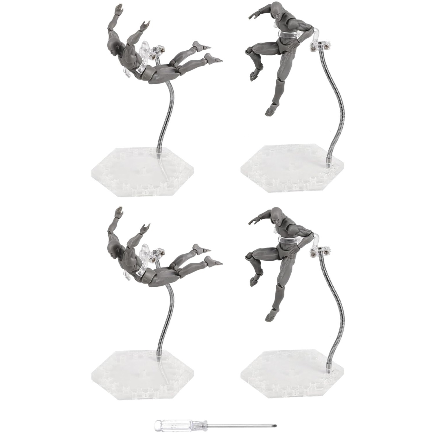 4-Piece Action Figure Flight Stands with Flexible Arms – Easy Assembly Included
