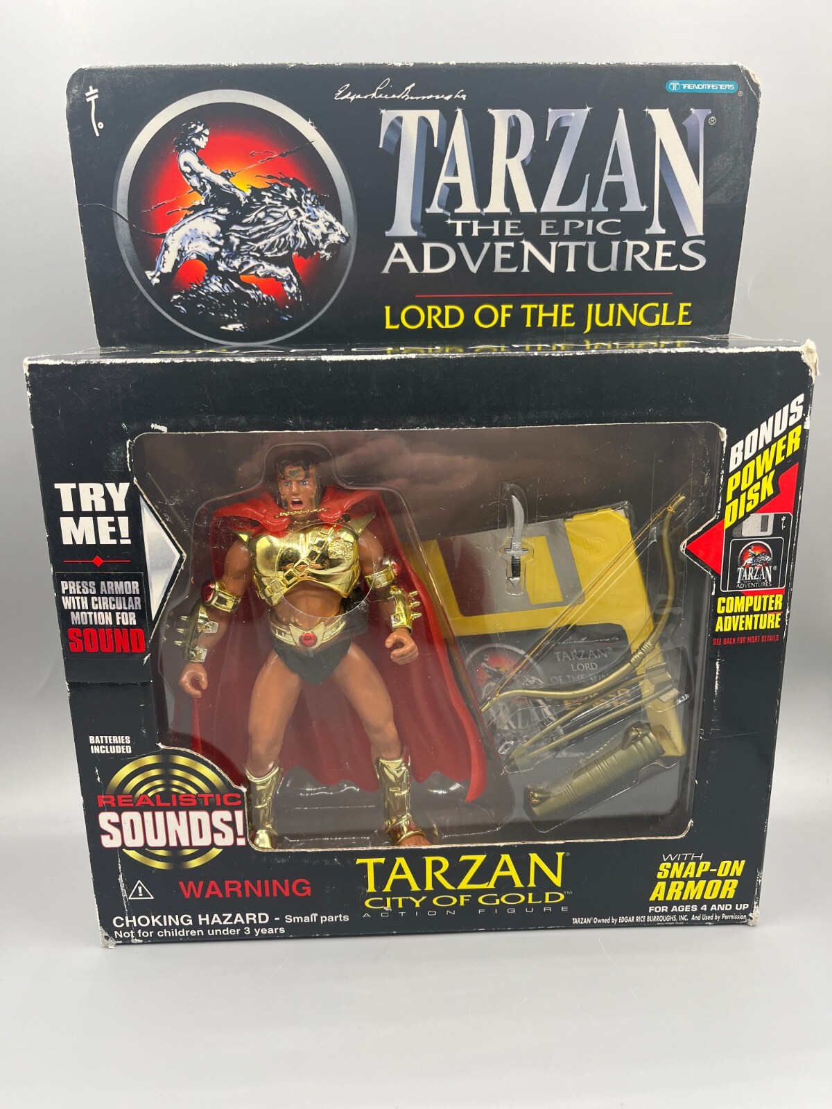 Vintage TARZAN City Of Gold The Epic Adventures w/Power Disk 1995 Trendmasters