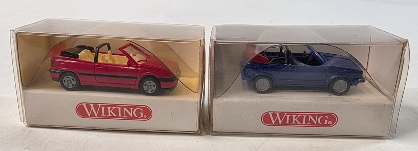 Lot of 2 1:87 Wiking VW Golf Cabriolet&rsquo;s Red & Blue