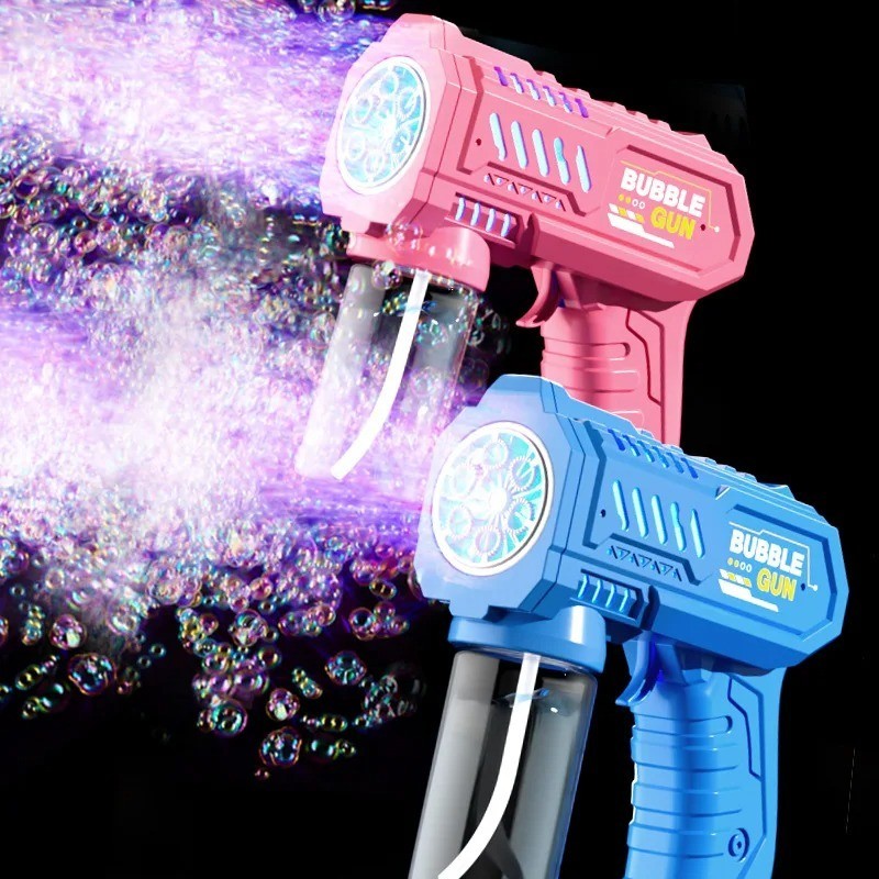 6 Hole Electric Bubble Gun Automatic Bubble Blower with LED Light