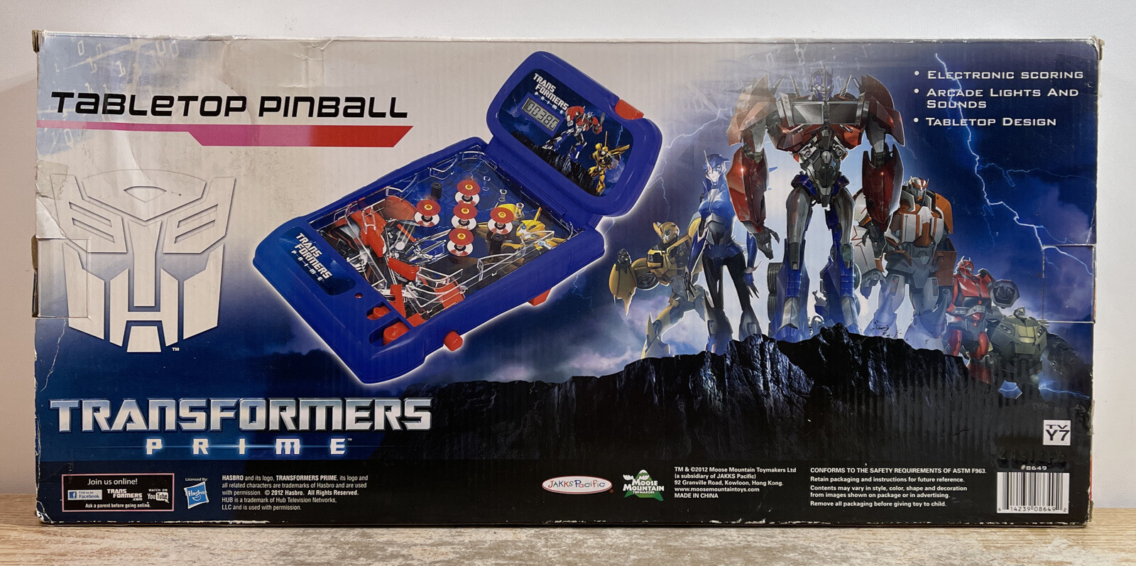VTG Hasbro Transformers Prime Table Top Electronic Pinball Game Open Box
