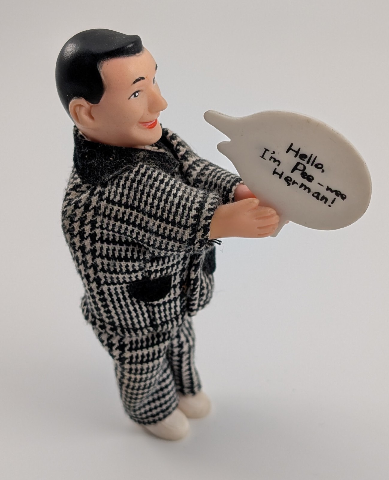 VTG 1990’s Pee Wee Herman CLIP-ON Figure with &lsquo;Hello, I&rsquo;m Pee-wee Herman!&rsquo; Sign