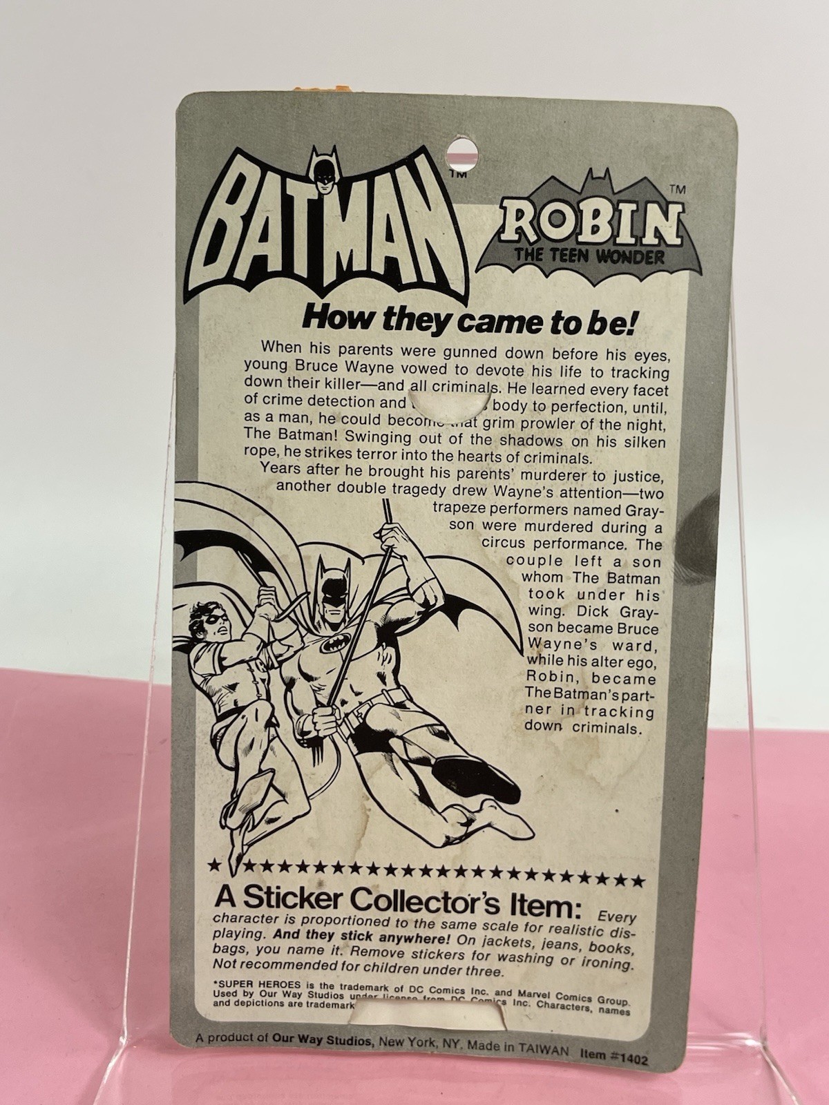1981 Super Heroes 3-D Stickers Batman & Robin Puffi Stickers Puffy Rare HTF
