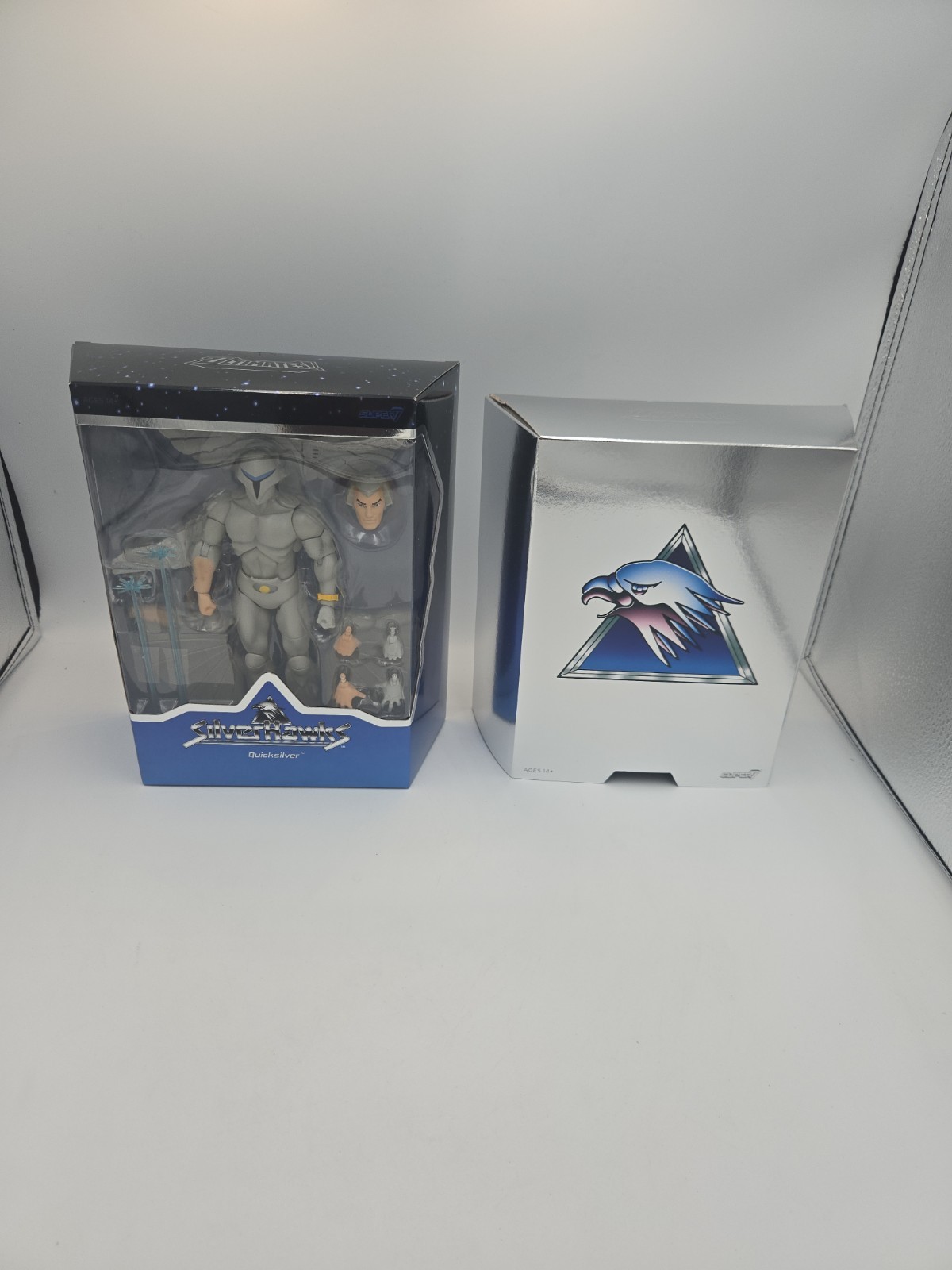 Super7 Ultimates Silverhawks Quicksilver 7&Prime; Action Figure. New In Open Box.