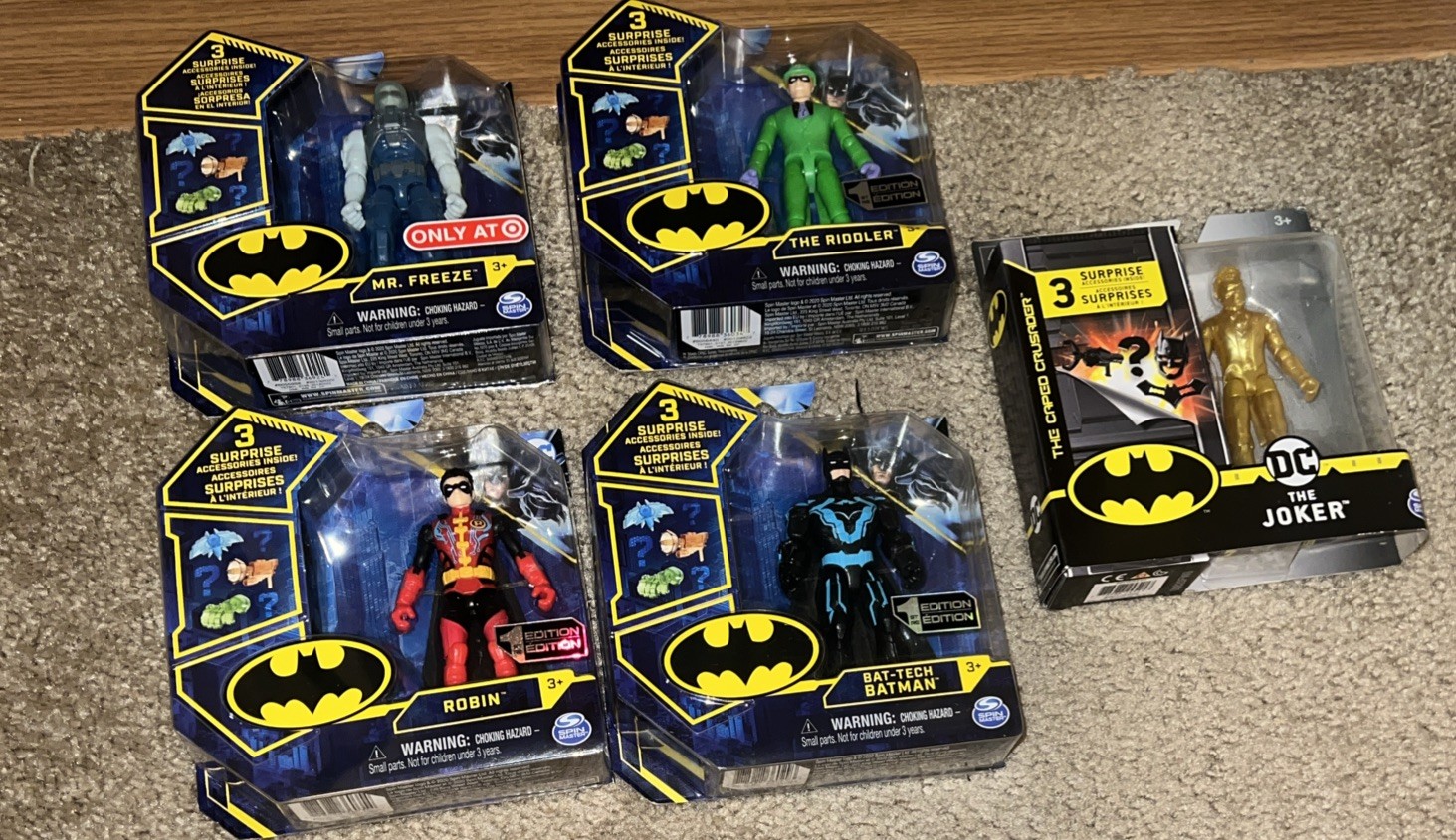 Batman DC Spin Master 4&Prime; Action Figures – Lot of 5 Batman Mr Freeze Joker Robin