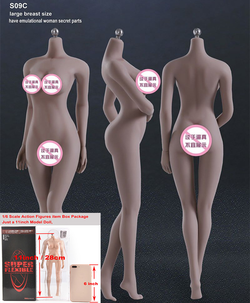 1:6 TBLeague Flexible Seamless Skeleten Suntan Body Phicen Big Breast Body Toy