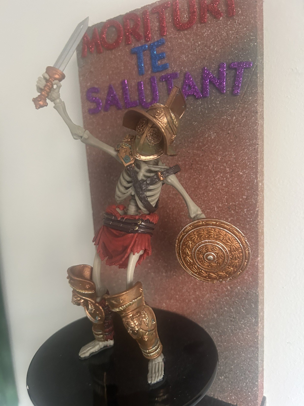 Boss Fight Studio Epic Hacks GLADIATOR Destroyer 6&Prime; Figure Skeleton, on display