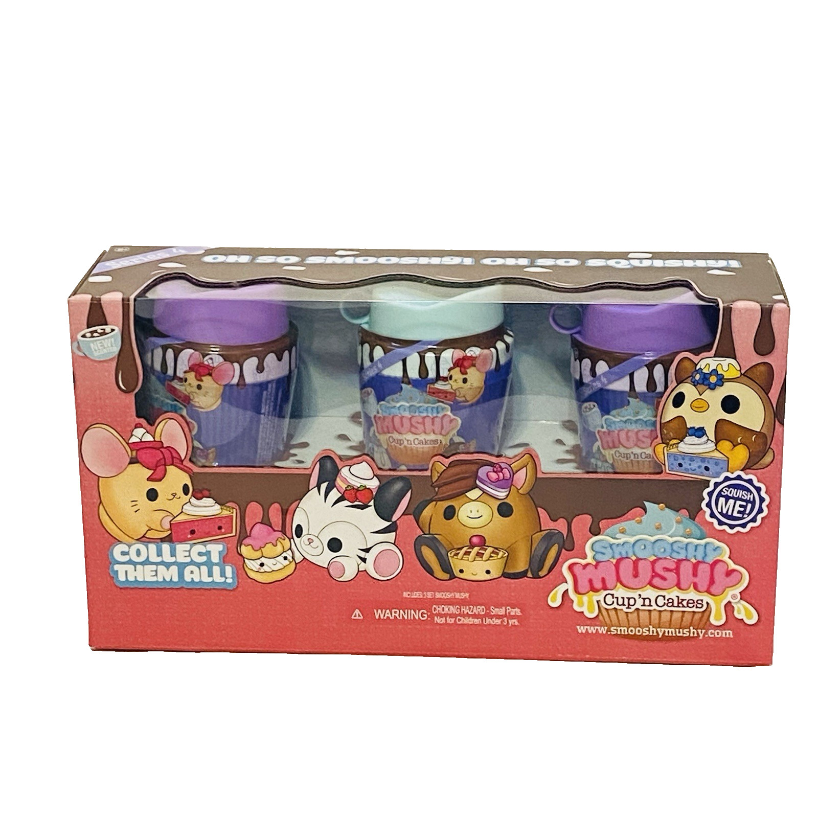 Smooshy Mushy Cup&rsquo;n Cakes Set of 3 in Series 4 Scented Purple Blue NIB