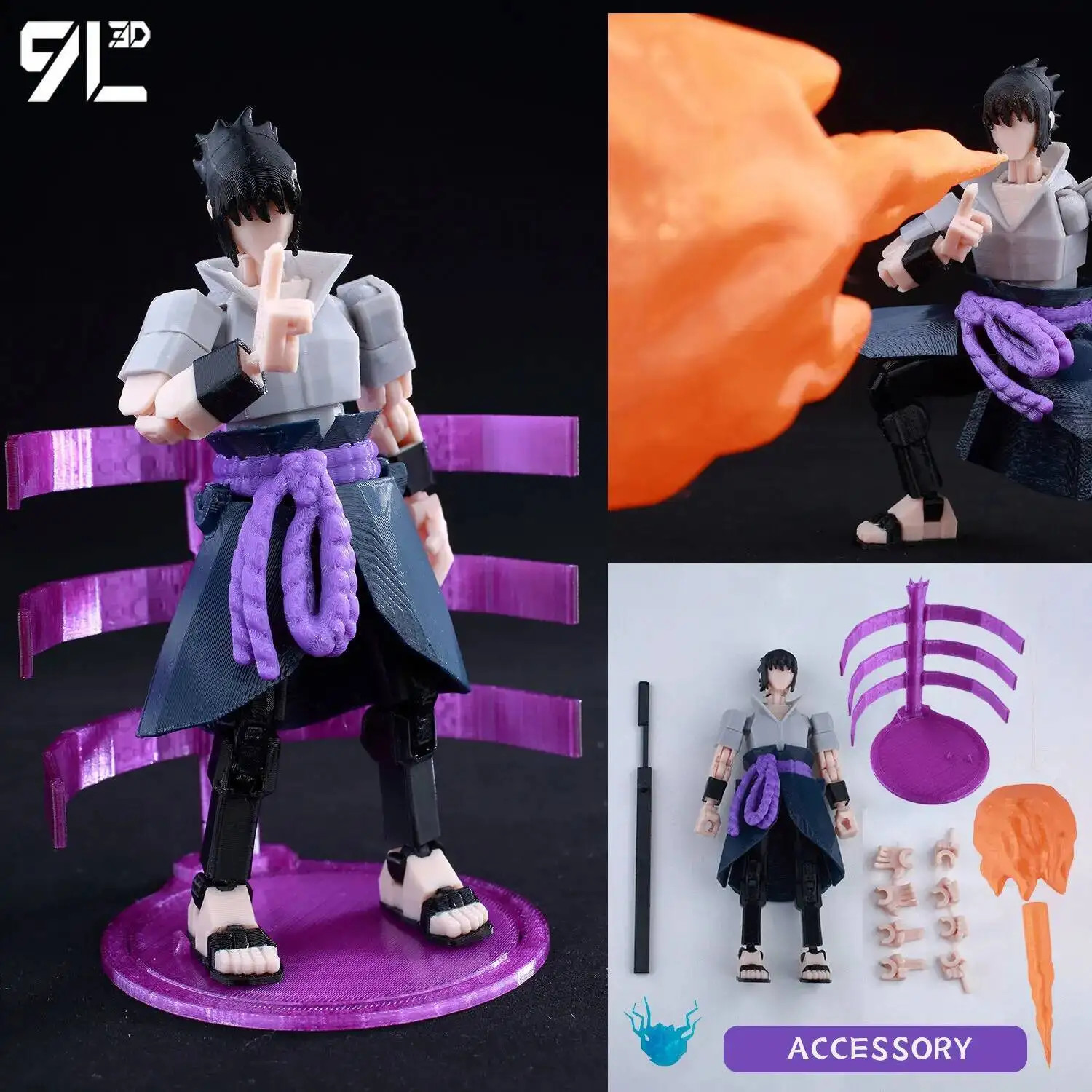 9L3D Printed Demon Slayer AKAZA Tanjiro Kamado Lucky Dummy Action Figures