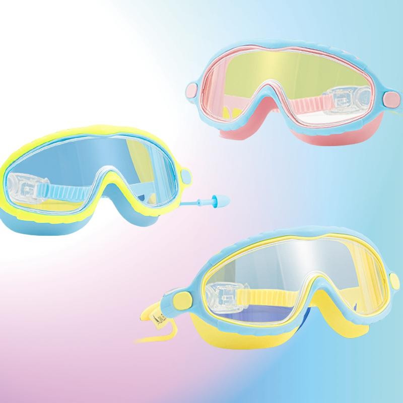 Kids Swimming Goggles (3-15 Years) – Big Frame HD View, Anti-Fog, No-Leak