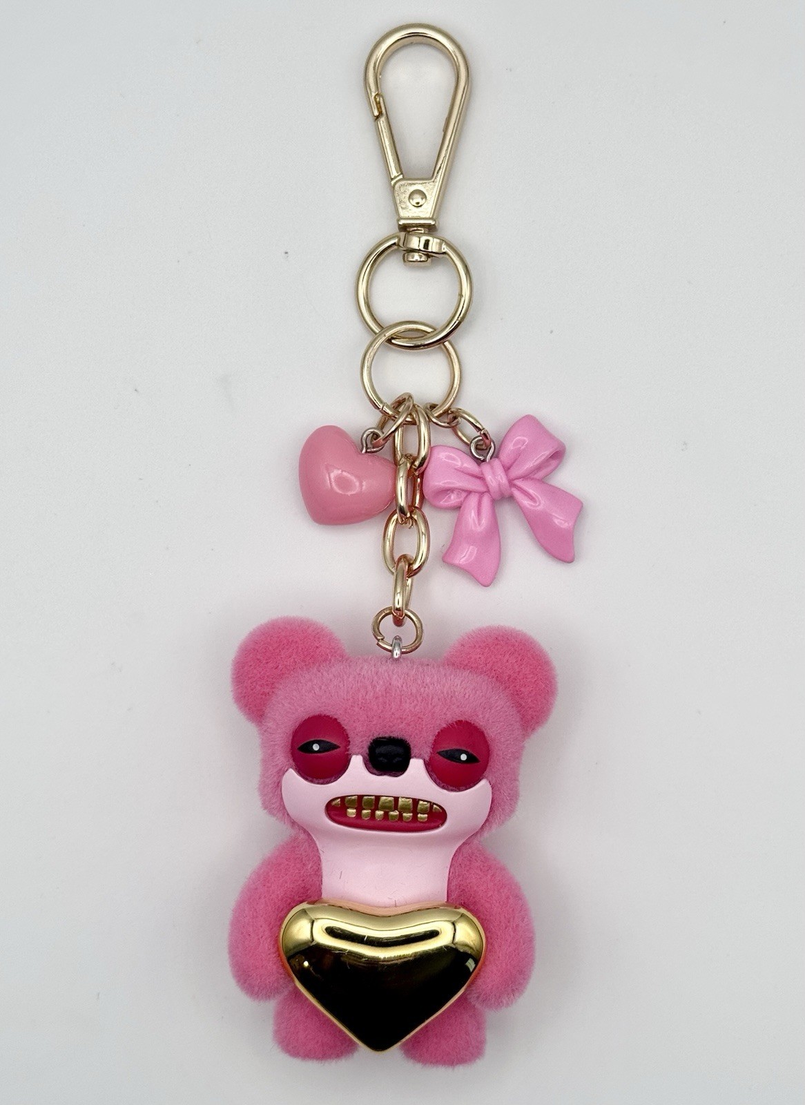 Fuggler Funny Ugly Monster Custom Keychain, Bag Charm – Gold Heart Ultra Rare!!