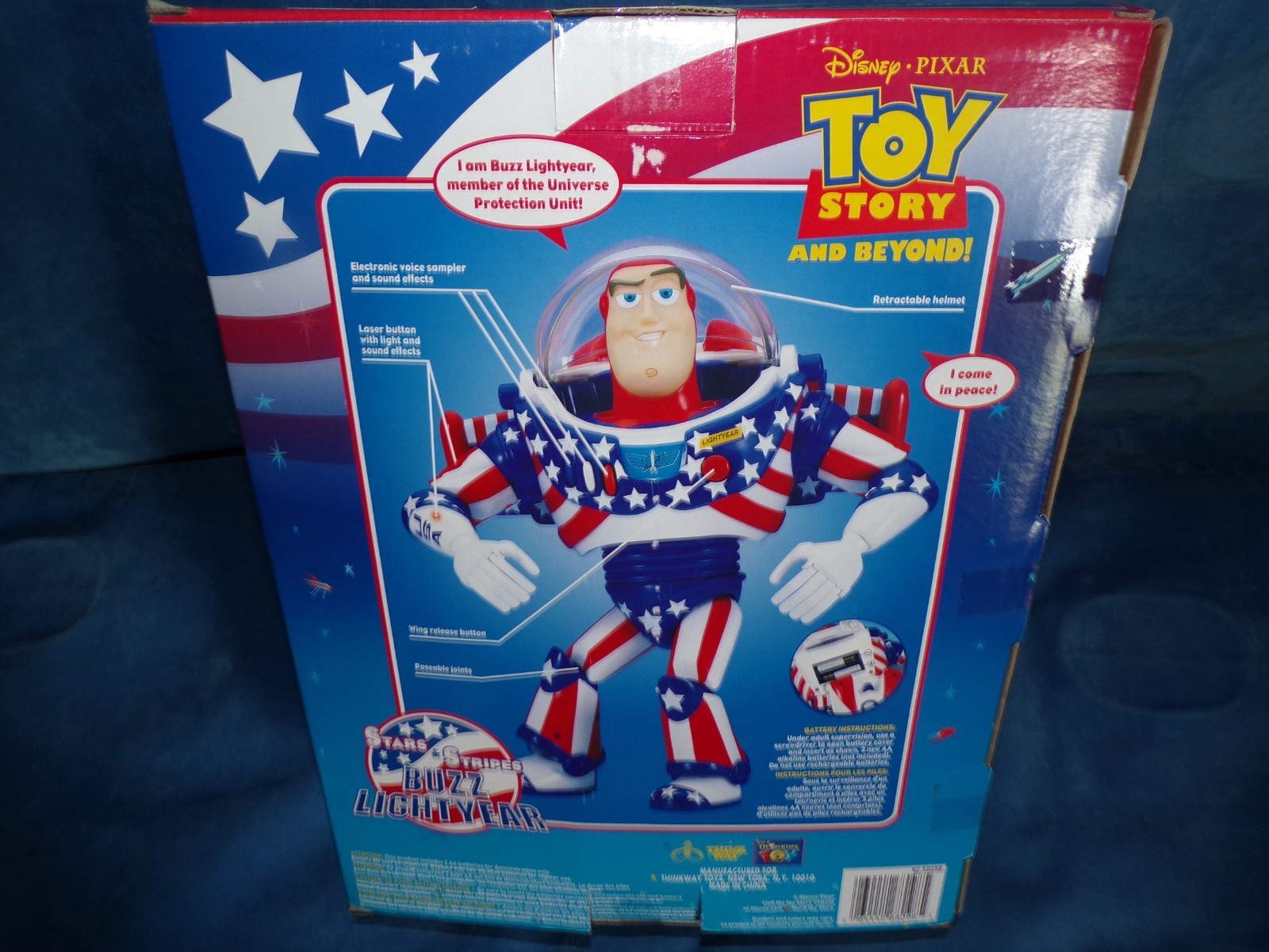 Buzz Lightyear Stars & Stripes large NIOB 100% Think Way 2002 Disney Store