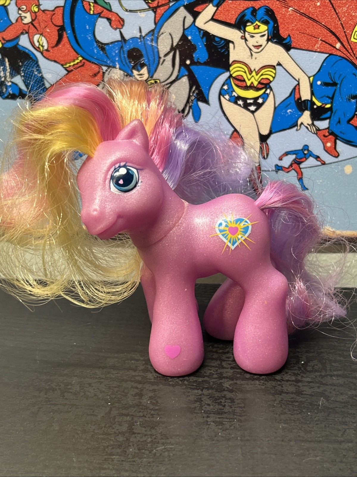 My Little Pony Sun Sparkle Star Heart 3.5” Rainbow Hair 2002 Hasbro Nice🔥