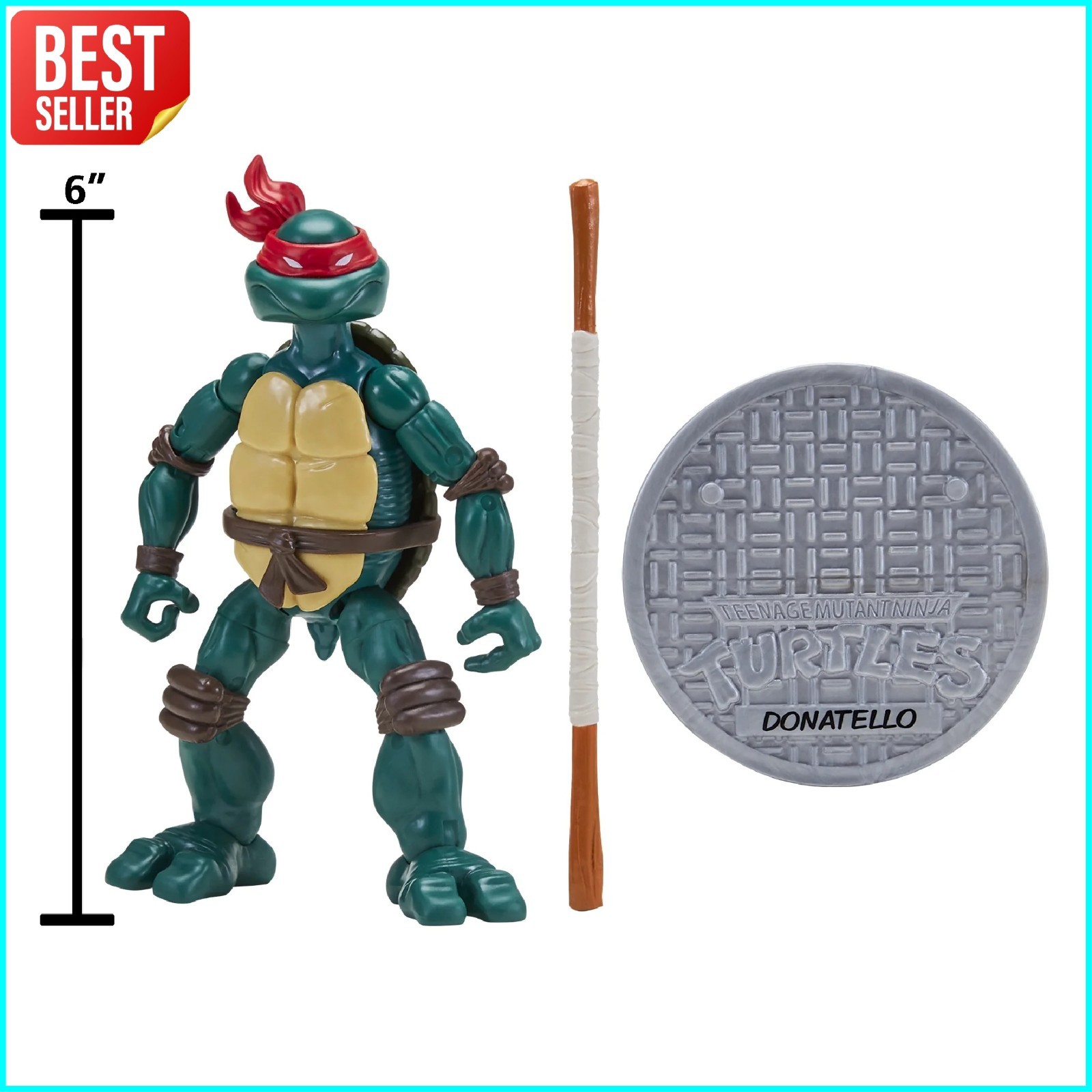 TMNT Donatello 6 Inch Comic Book Action Figure With Bo Staff Display Stand