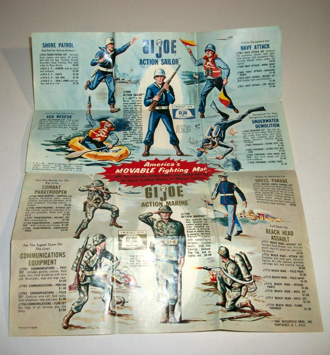 Rare Vintage 1960&rsquo;s GIJoe Official Gear & Equipment Manual Fold Out Pamphlet #1