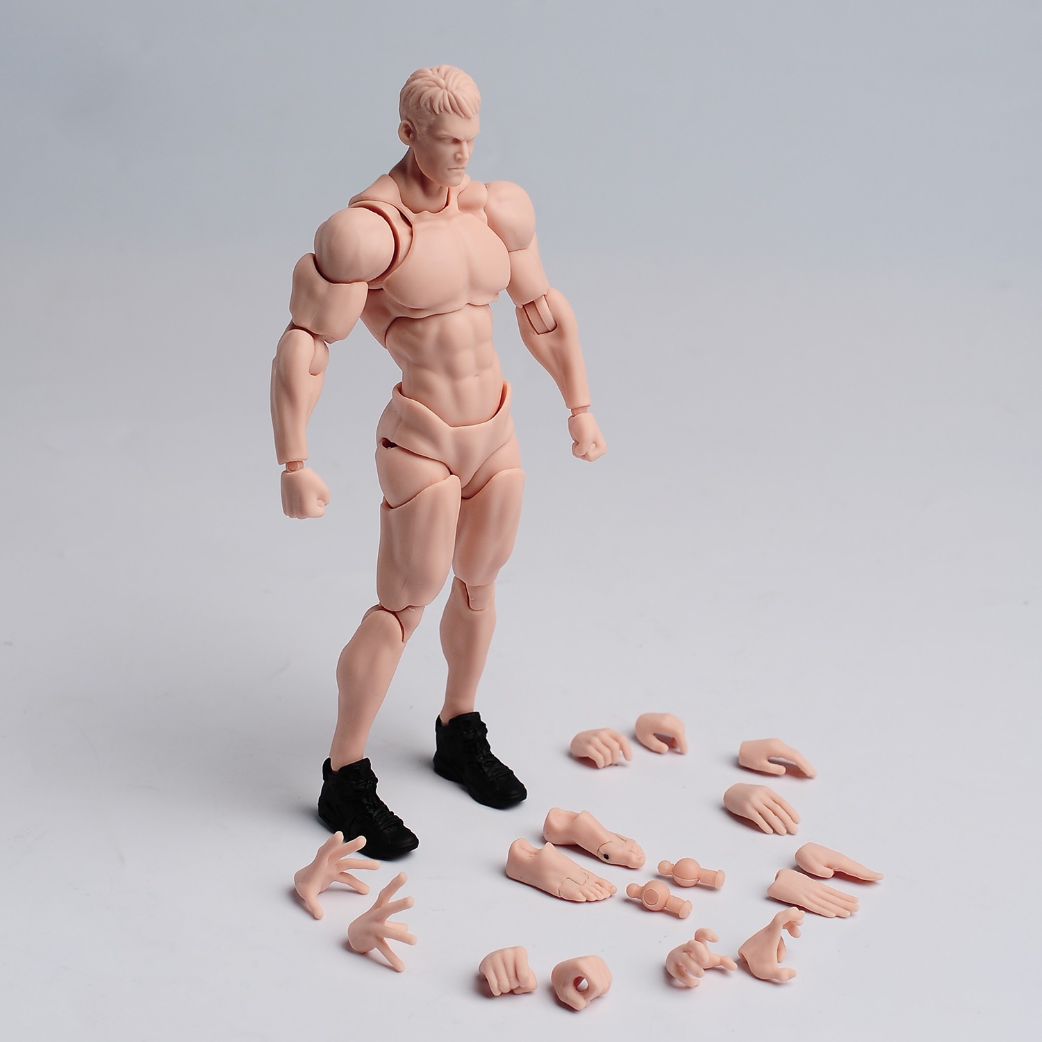 US Wind Toys 1/12 Pale Skin Flexible Man Jointed 6&Prime; Male Figure Head Body Toy