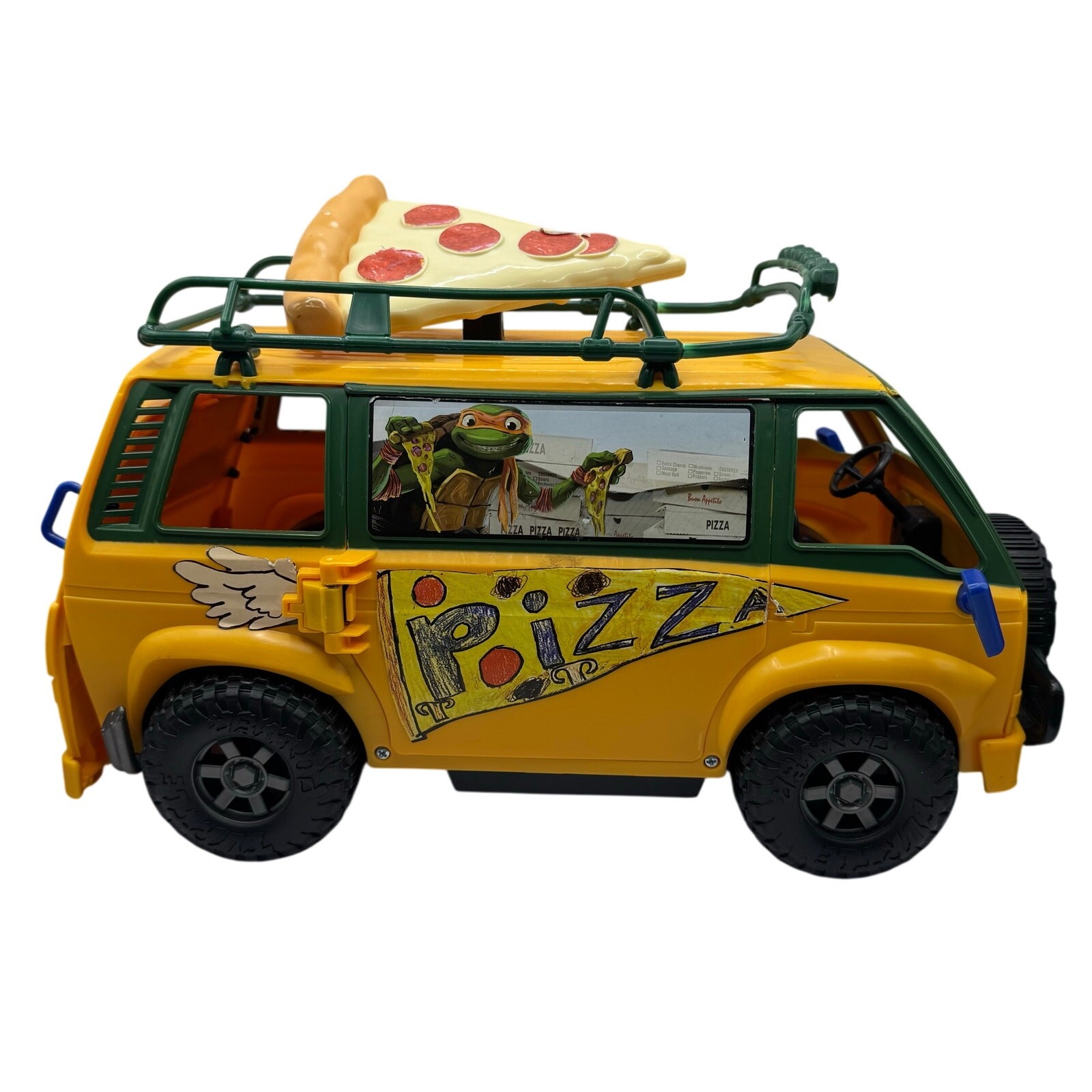 TMNT Mutant Mayhem PizzaFire Van + Figures Lot Tested 4in 12in Playmates Toy GUC