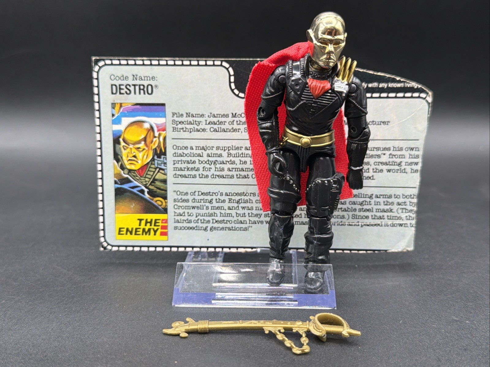 Vintage 1988 GI JOE ARAH Complete Code Name DESTRO w FILE CARD many more availab