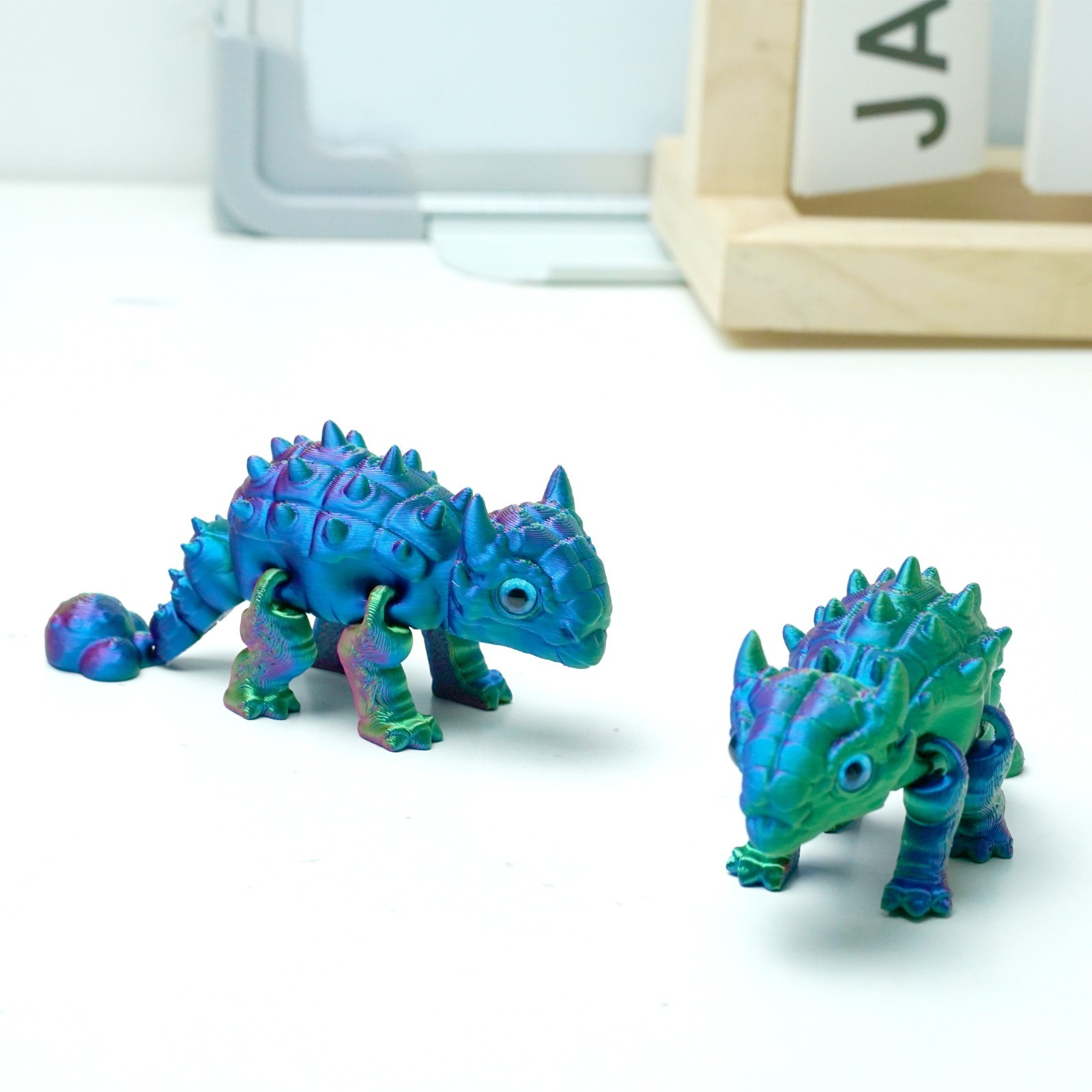 2PCS 3D Printed Ankylosaur Model,Articulated Animals figure,Toys Home Decor