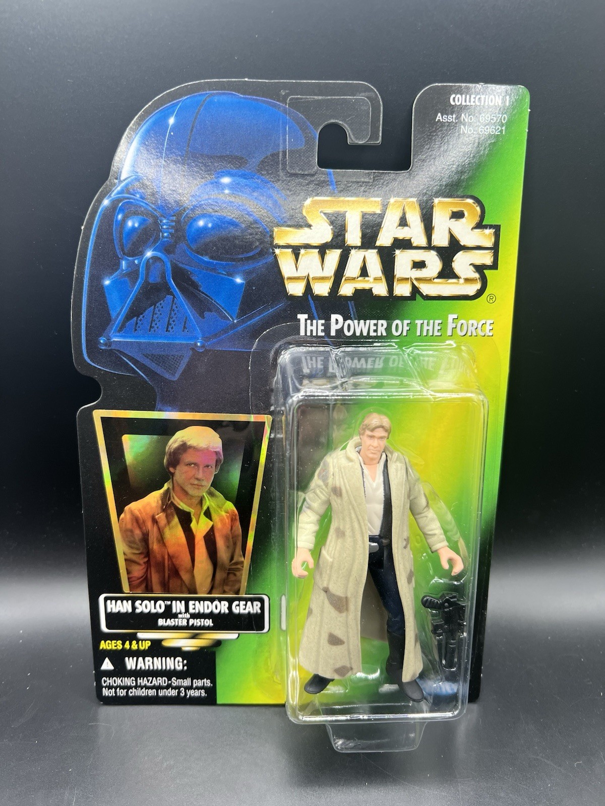 Action Figure NIB – Kenner Green Star Wars Power of the Force Han Solo Endor
