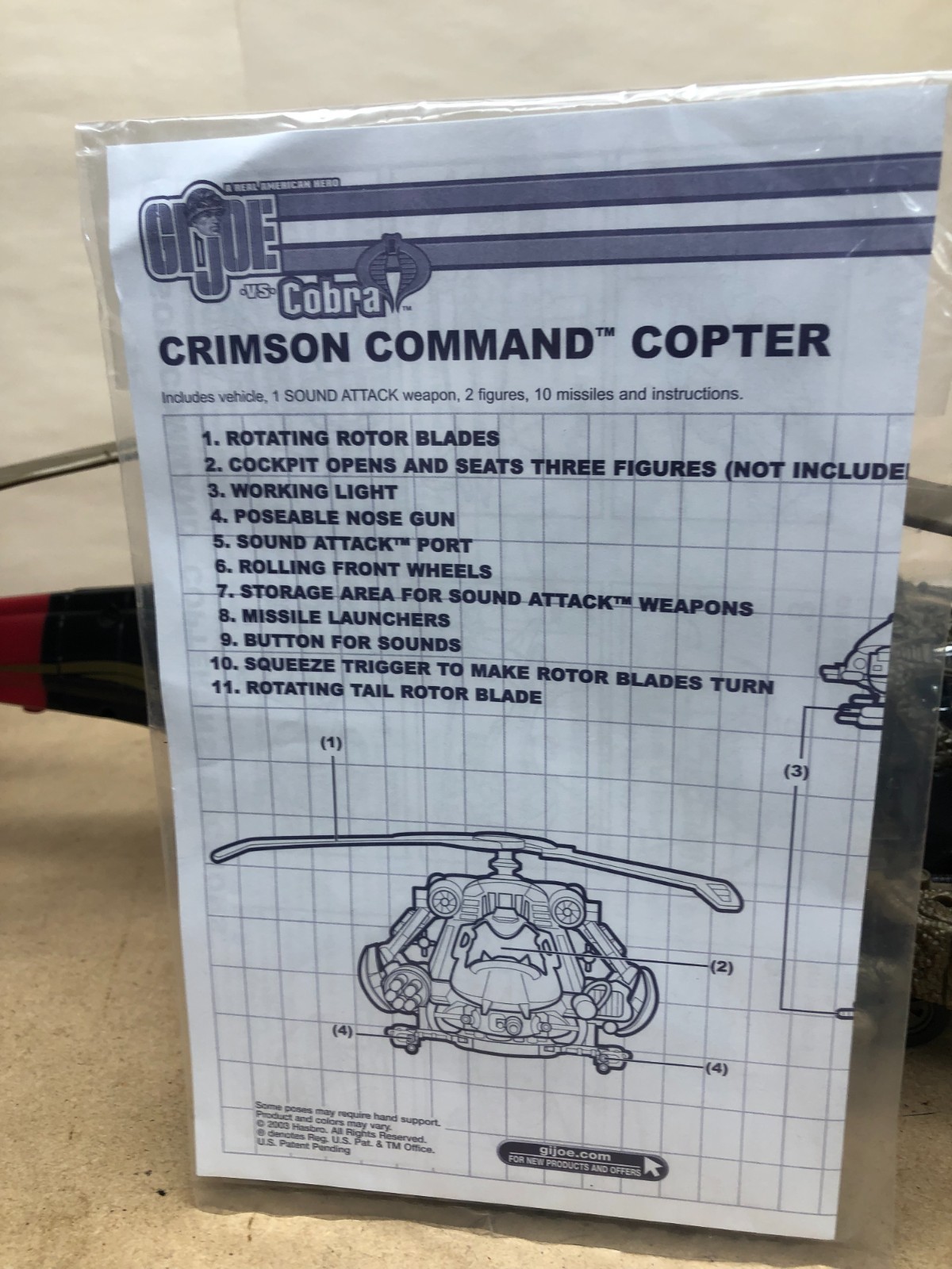 GI Joe HASBRO CRIMSON COMMAND COPTER W/ TOMAX & XAMOT A real American hero 2004