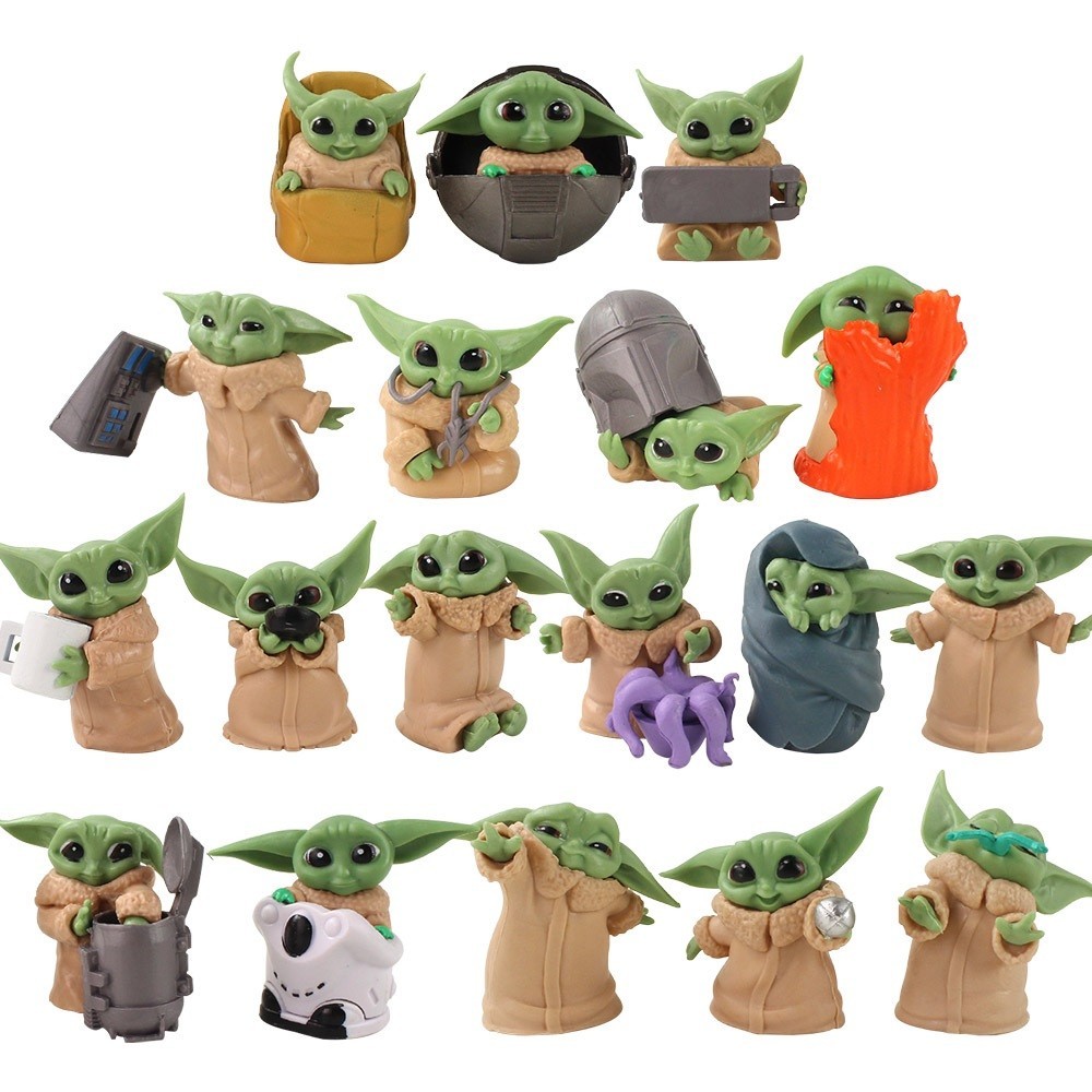 18pc Yoda Star Wars Baby Yoda Mandalorian Playset 18 Figure Cake Topper Toy Set