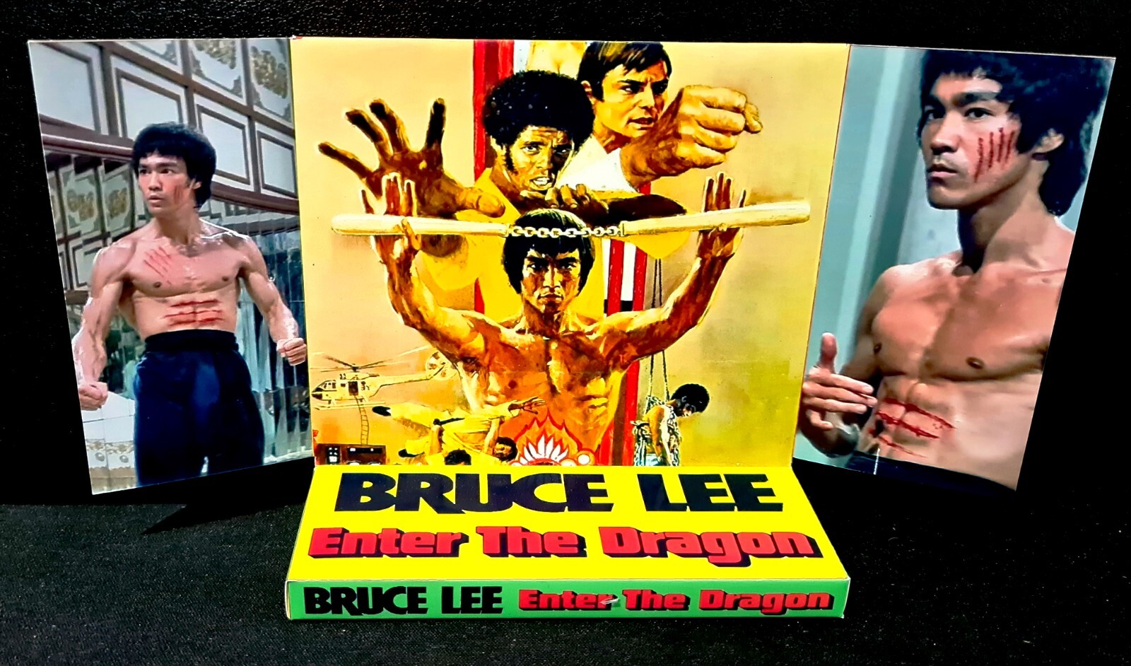 BRUCE LEE 🥋 ENTER THE DRAGON 🥋 Action Figure on Custom Design Display Diarama
