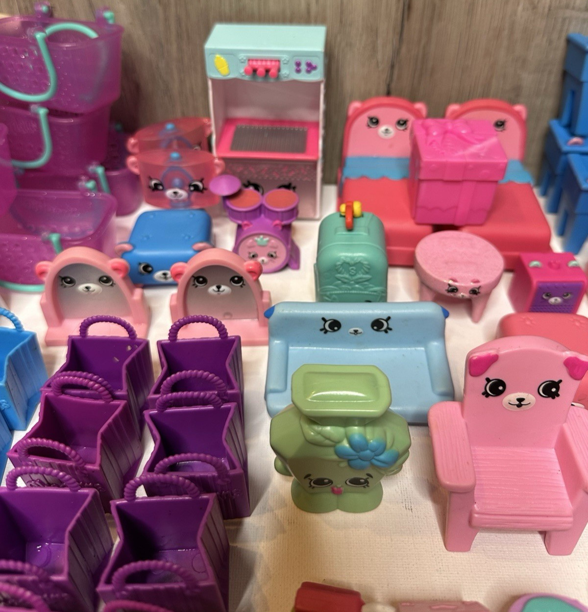 Huge Shopkins Mixed Lot 361 Pieces 250+ Figures Happy Places Shopville Furniture
