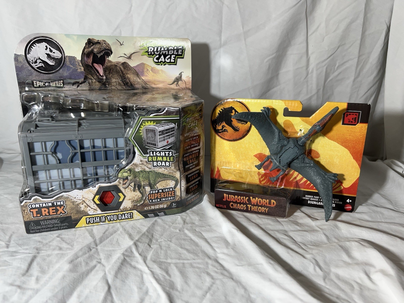 Set Of 2 Jurassic World Epic Battles T-Rex Rumble Cage& Dsungaripterus NEW(A4)