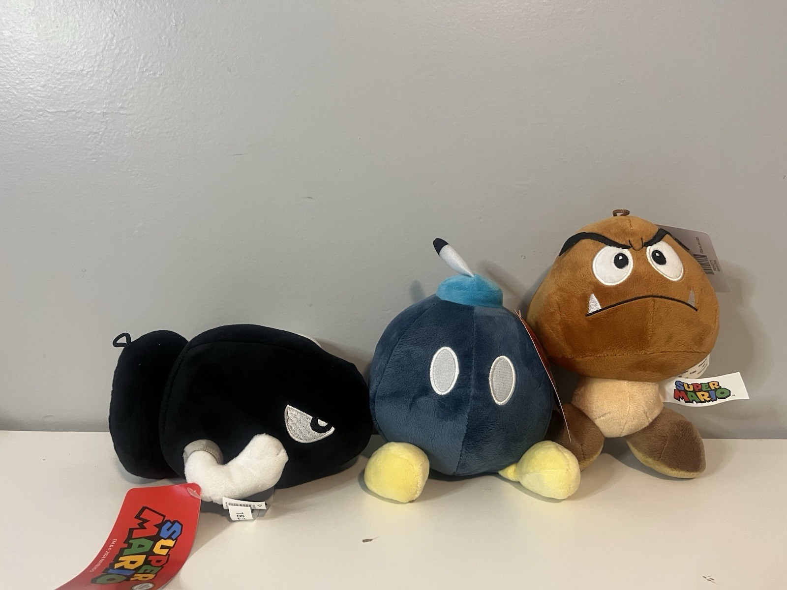 New 6”-7” Super Mario Bros Bullet Bill, Bomb-omb And Goomba Soft Plush Toys